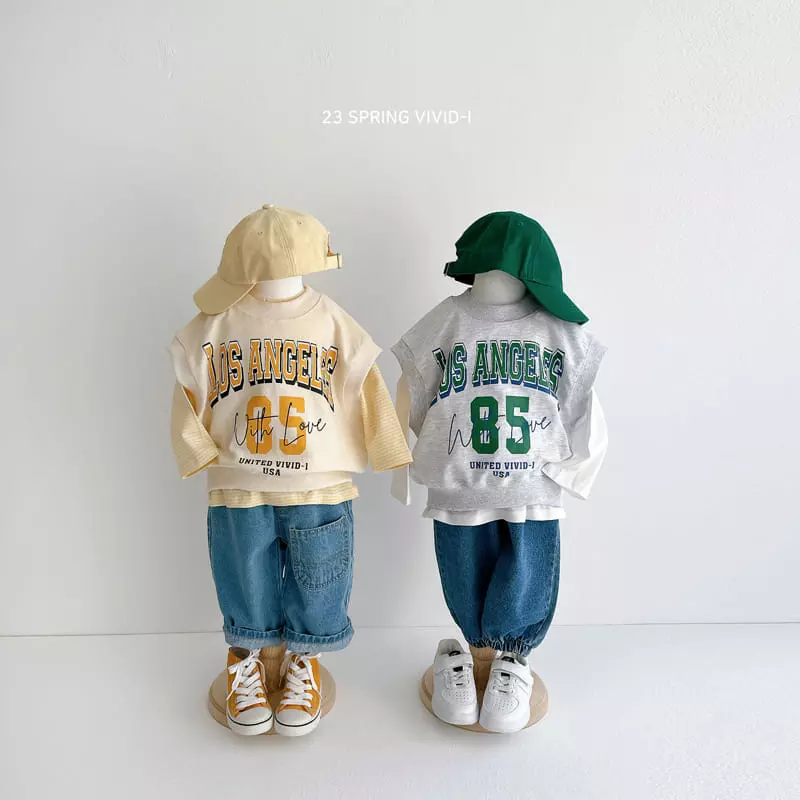 Vivid I - Korean Children Fashion - #todddlerfashion - LA Vest Top Bottom Set - 12