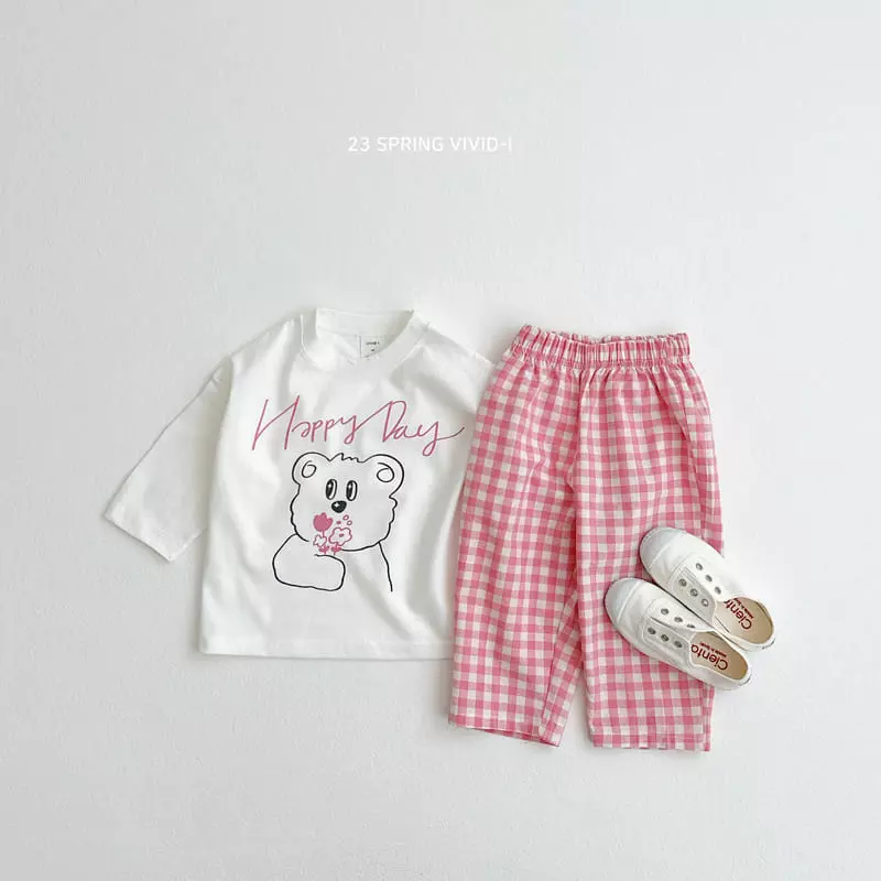 Vivid I - Korean Children Fashion - #todddlerfashion - Happy Check Top Bottom Set - 6