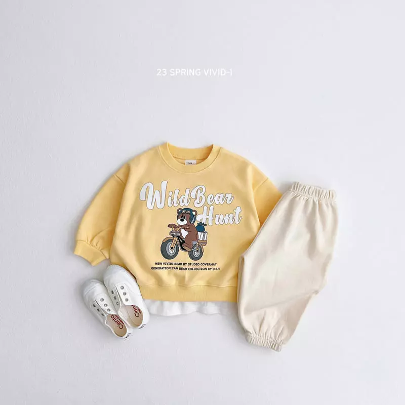 Vivid I - Korean Children Fashion - #todddlerfashion - Bike Bear Top Bottom Set - 5