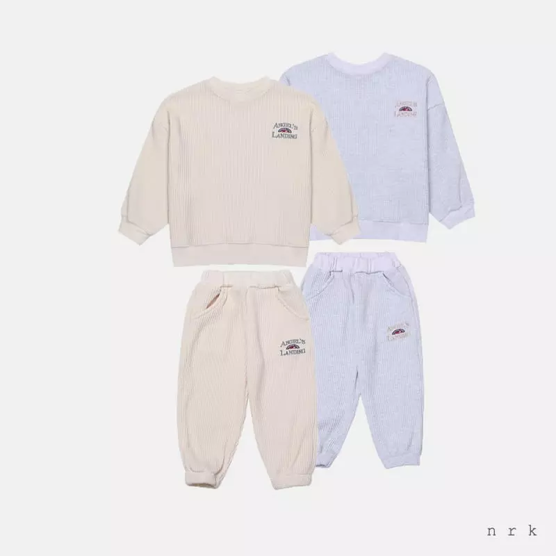 nrk - Korean Children Fashion - #childofig - Waffle Top Bottom Set - 2