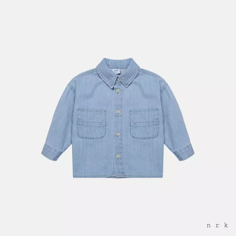 nrk - Korean Children Fashion - #kidzfashiontrend - Slab Denim Shirt - 5