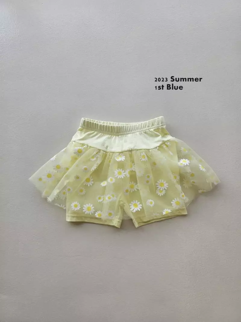 1st Blue - Korean Children Fashion - #Kfashion4kids - Flower Mesh Skirt Leggings