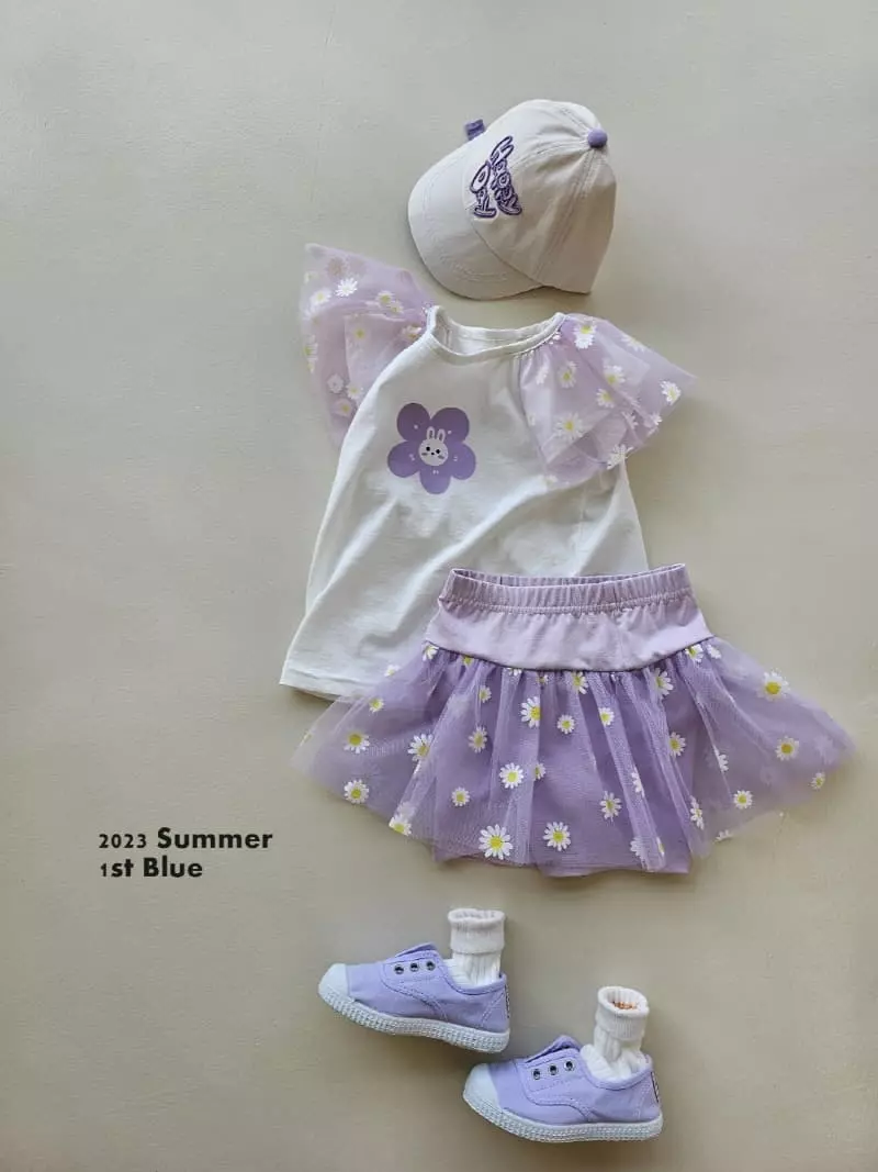 1st Blue - Korean Children Fashion - #designkidswear - Flower Mesh Skirt Leggings - 11