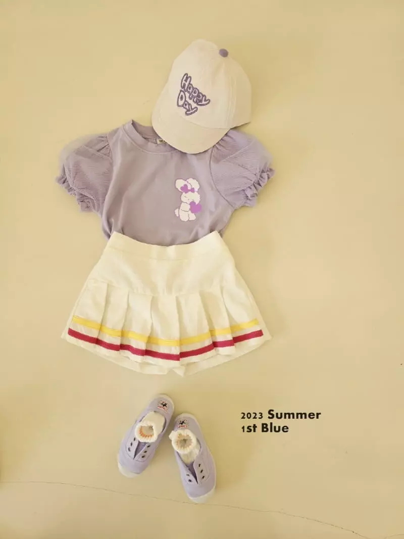 1st Blue - Korean Children Fashion - #discoveringself - Tape Wrinkle Skirt - 2