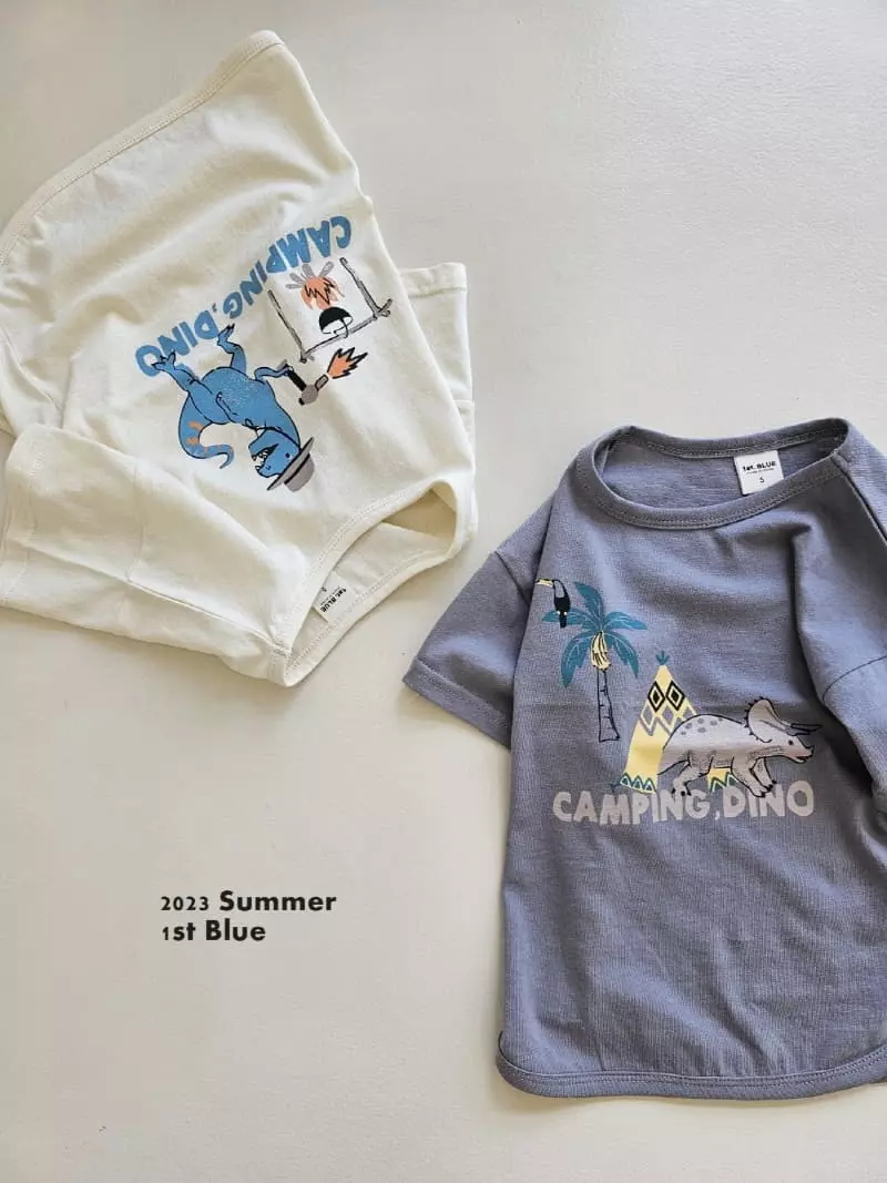 1st Blue - Korean Children Fashion - #fashionkids - Camping Dino Tee - 2