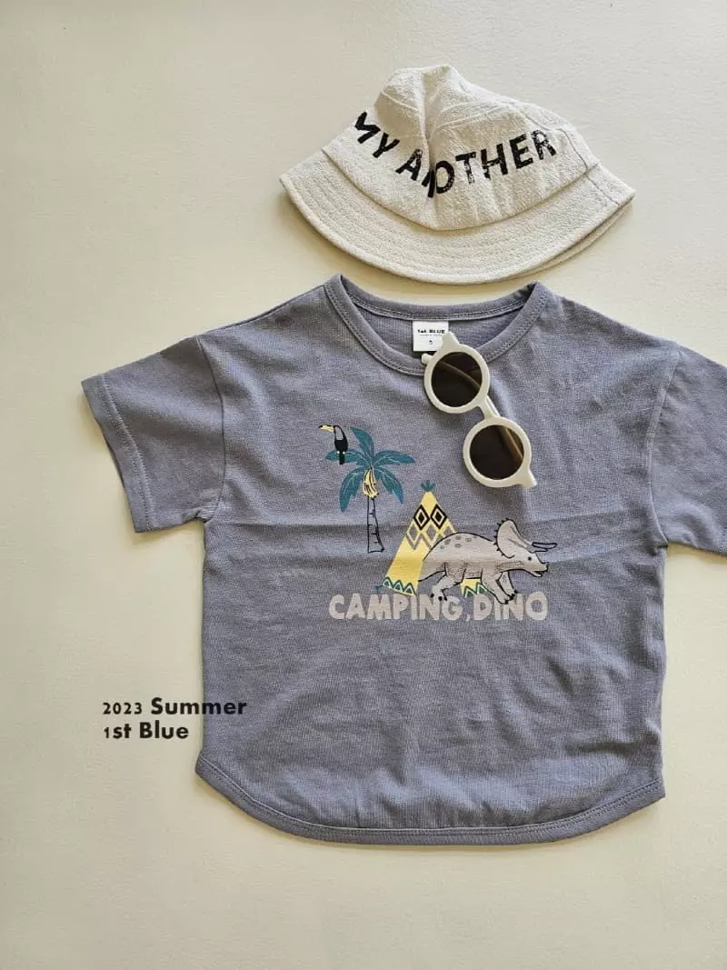 1st Blue - Korean Children Fashion - #kidsshorts - Camping Dino Tee - 3