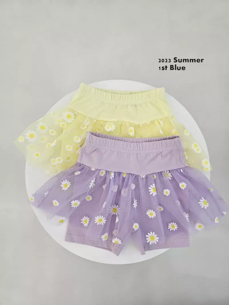 1st Blue - Korean Children Fashion - #littlefashionista - Flower Mesh Skirt Leggings - 2