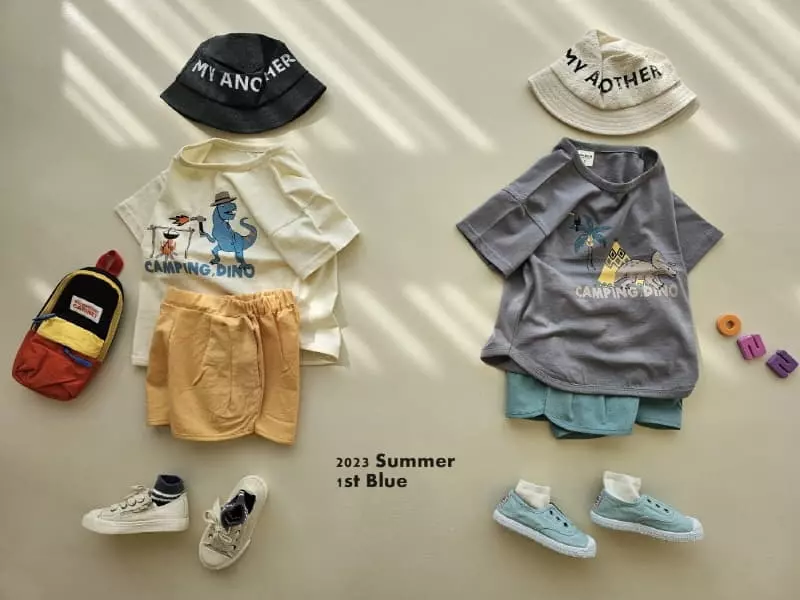 1st Blue - Korean Children Fashion - #littlefashionista - Camping Dino Tee - 7