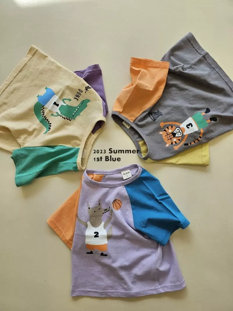 1st Blue - Korean Children Fashion - #minifashionista - Basket Vall Tee - 2