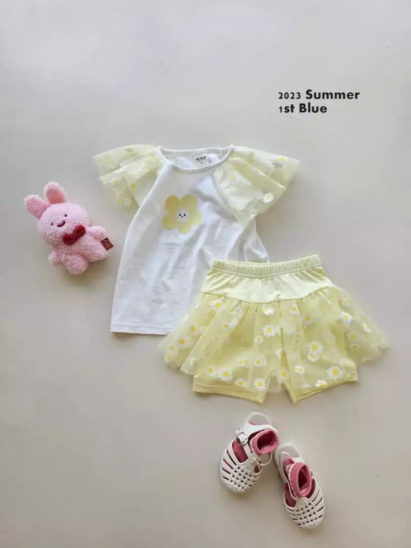 1st Blue - Korean Children Fashion - #minifashionista - Flower Mesh Tee - 7
