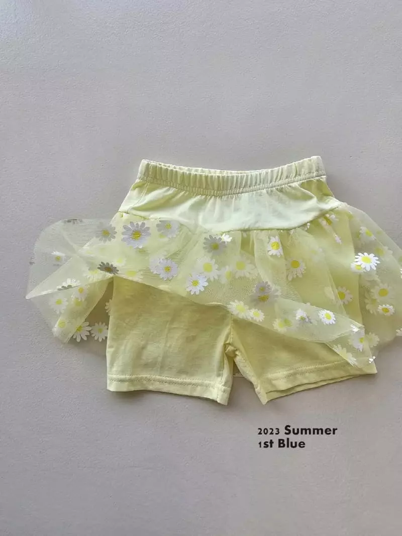 1st Blue - Korean Children Fashion - #todddlerfashion - Flower Mesh Skirt Leggings - 6