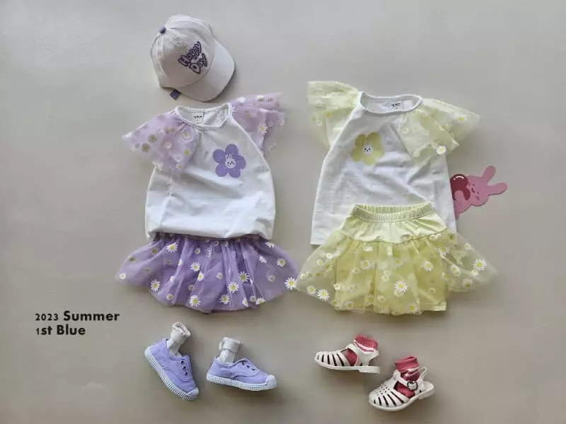 1st Blue - Korean Children Fashion - #todddlerfashion - Flower Mesh Tee - 9