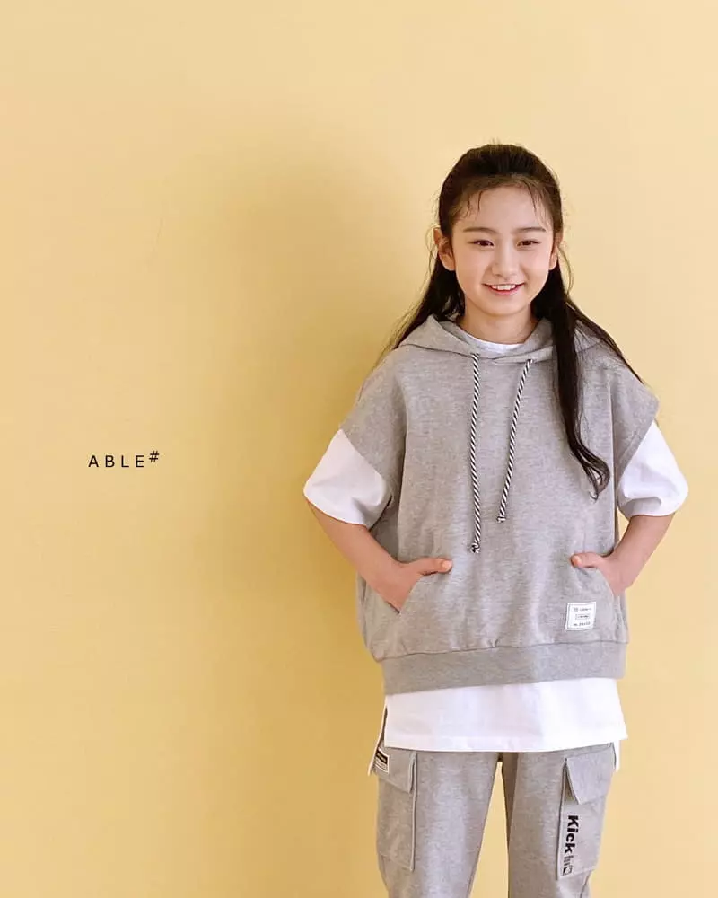 Able - Korean Children Fashion - #discoveringself - Label Crop Hoody Vest - 6