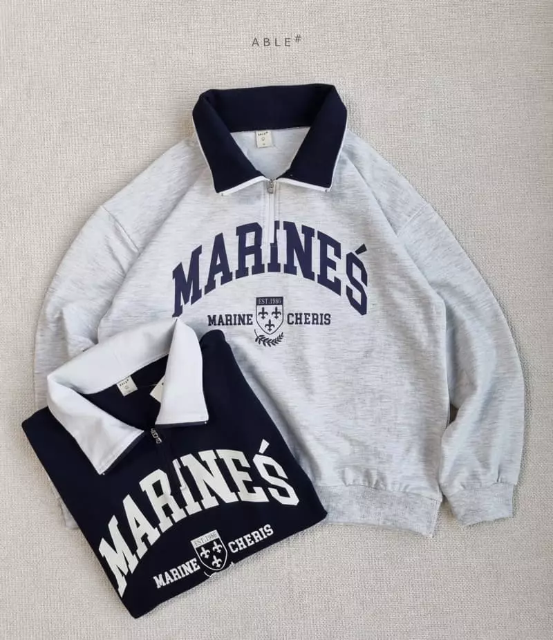 Able - Korean Children Fashion - #kidsshorts - Marine Half Zip-up Sweatshirt - 9