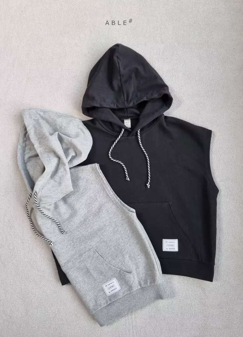 Able - Korean Children Fashion - #kidsshorts - Label Crop Hoody Vest - 8