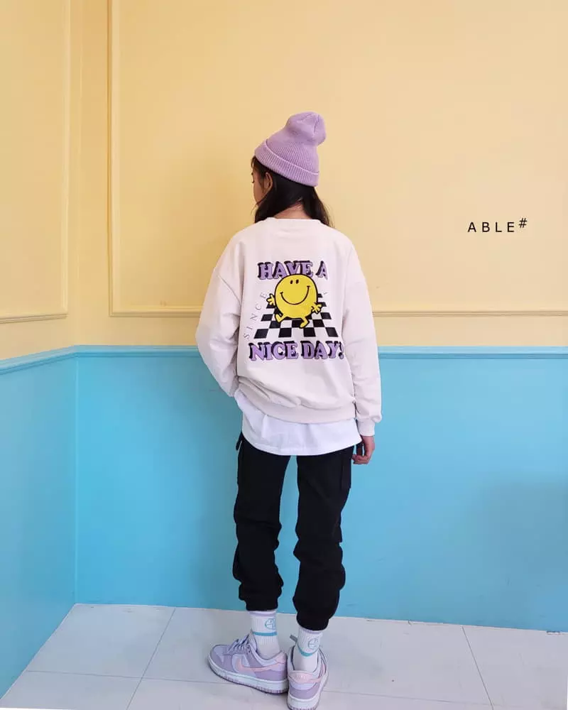 Able - Korean Children Fashion - #minifashionista - Grid Smile Sweatshirt - 11