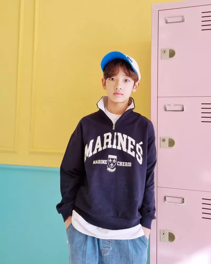 Able - Korean Children Fashion - #stylishchildhood - Marine Half Zip-up Sweatshirt - 3