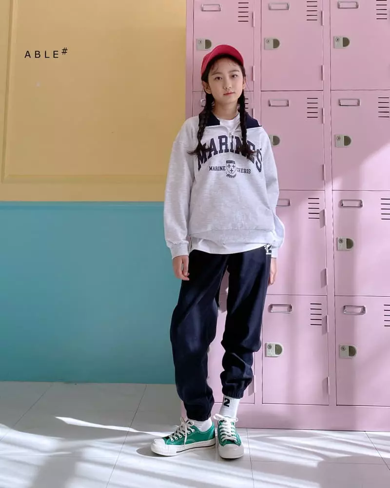 Able - Korean Children Fashion - #todddlerfashion - Marine Half Zip-up Sweatshirt