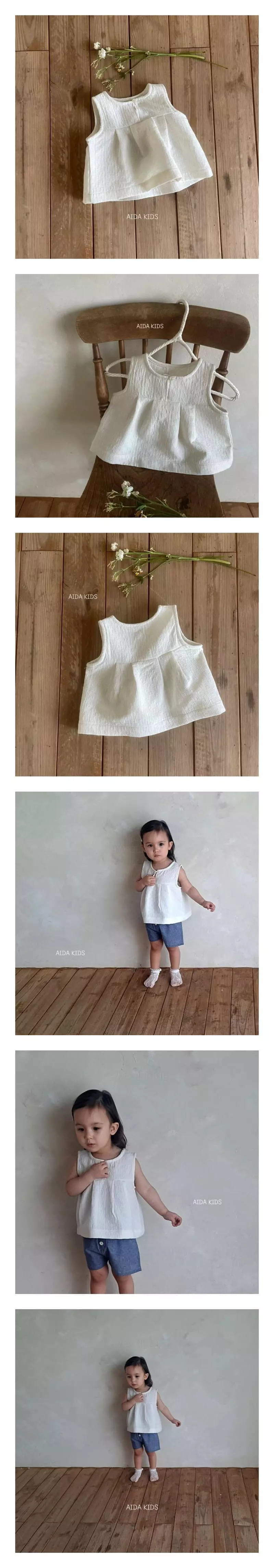 Aida - Korean Children Fashion - #todddlerfashion - Cloud Flower Sleeveless