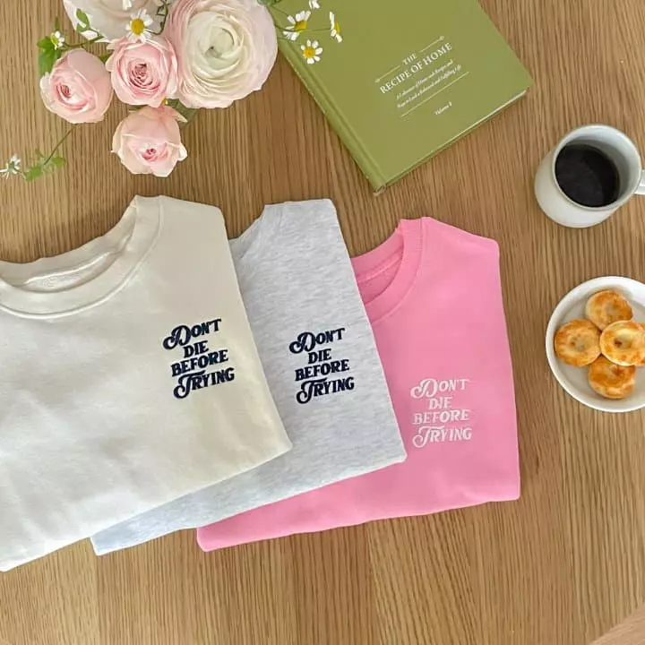 Another Plan - Korean Women Fashion - #restrostyle - Like Embrodiery Short Sleeves Sweatshirt - 5
