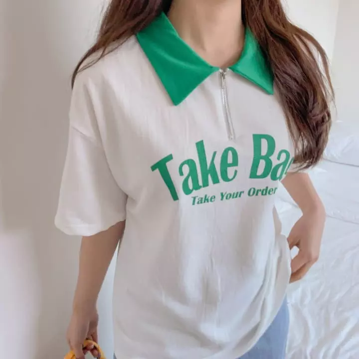 Another Plan - Korean Women Fashion - #vintageinspired - Take Paint Collar Tee - 3