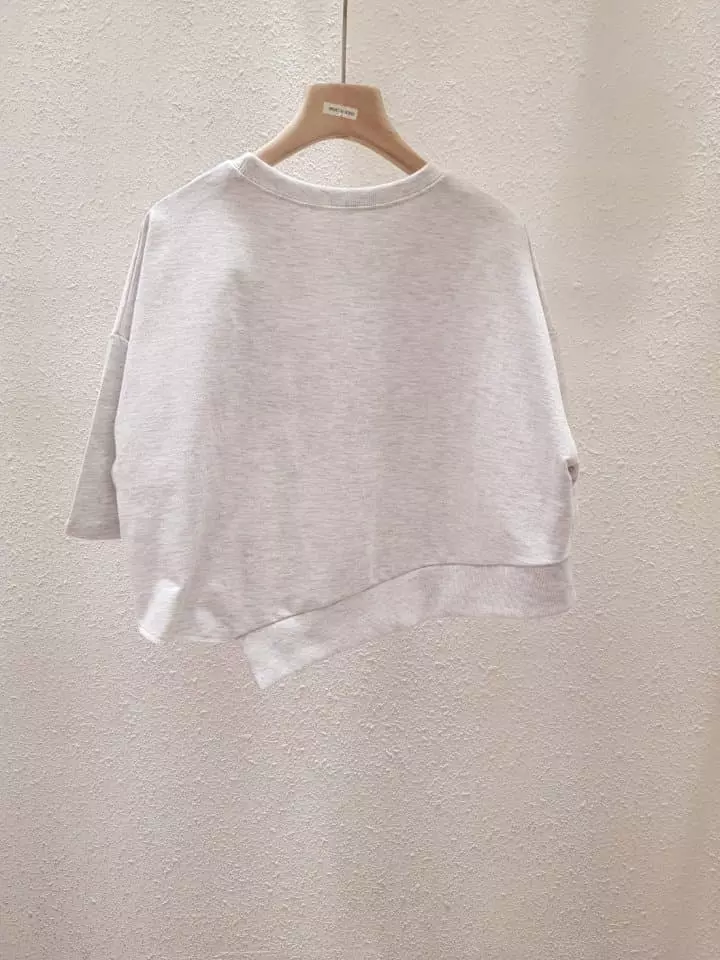 Another Plan - Korean Women Fashion - #womensfashion - Cali Unbalance Short Sleeves Sweatshirt - 5