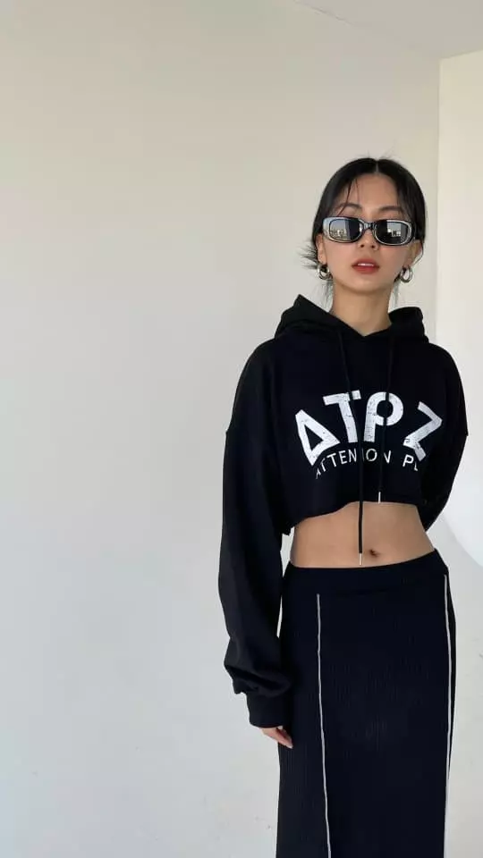 Atpz - Korean Women Fashion - #momslook - Crop Hoody - 10