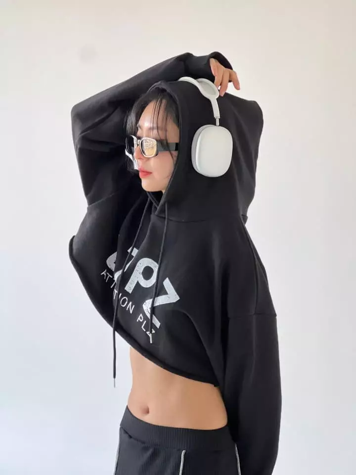 Atpz - Korean Women Fashion - #womensfashion - Crop Hoody - 4