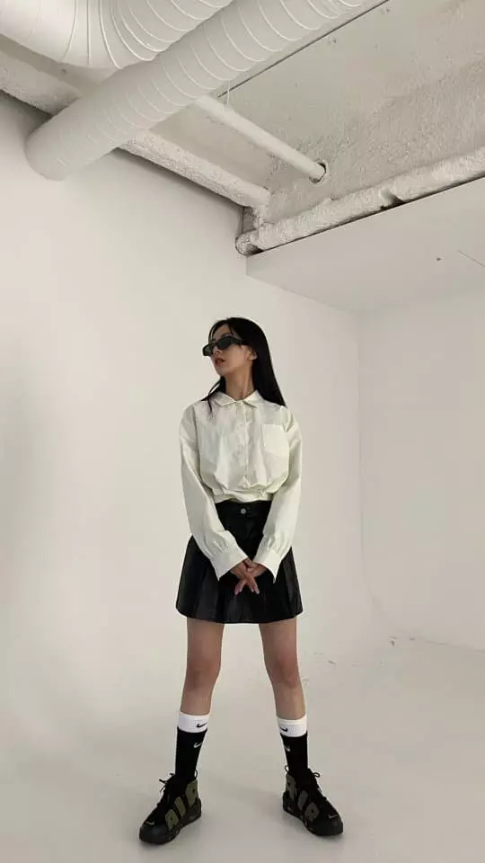 Atpz - Korean Women Fashion - #momslook - 2 Way Crop Shirt - 8