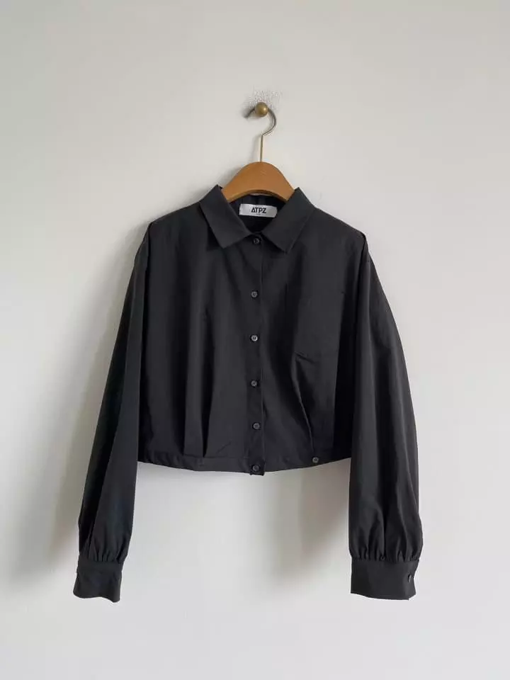 Atpz - Korean Women Fashion - #momslook - 2 Way Crop Shirt - 9