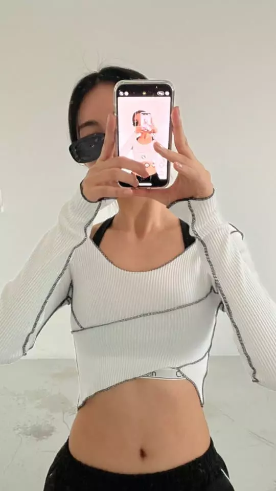 Atpz - Korean Women Fashion - #momslook - Stitch Crop Tee - 2