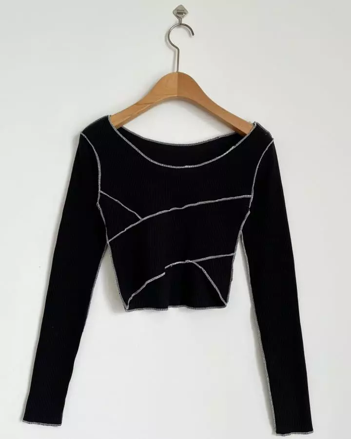 Atpz - Korean Women Fashion - #pursuepretty - Stitch Crop Tee - 7