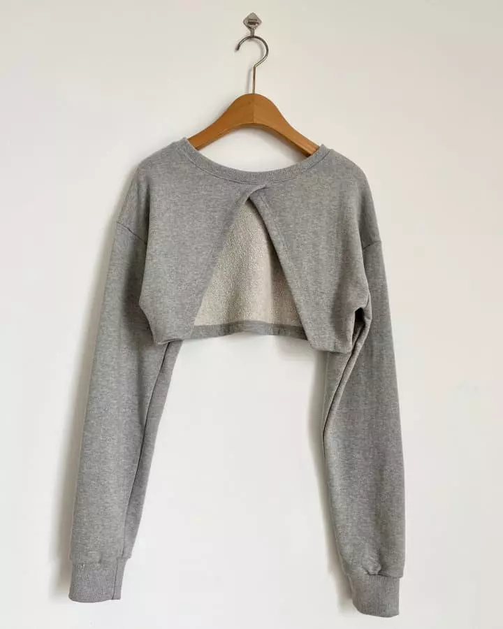 Atpz - Korean Women Fashion - #shopsmall - 2 Way Crop Sweatshirt - 11