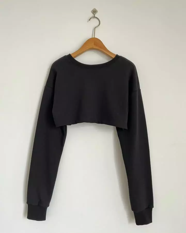 Atpz - Korean Women Fashion - #thatsdarling - 2 Way Crop Sweatshirt - 12