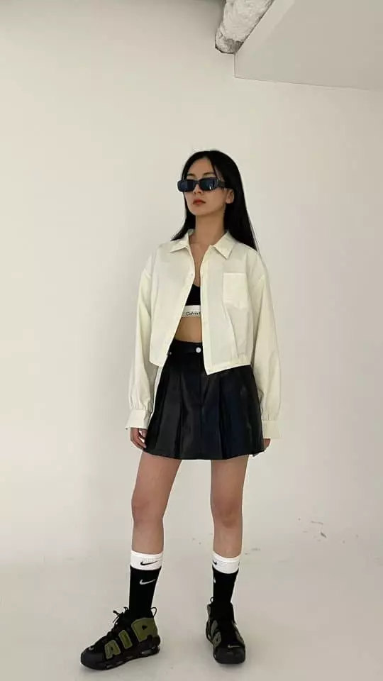Atpz - Korean Women Fashion - #womensfashion - 2 Way Crop Shirt - 2