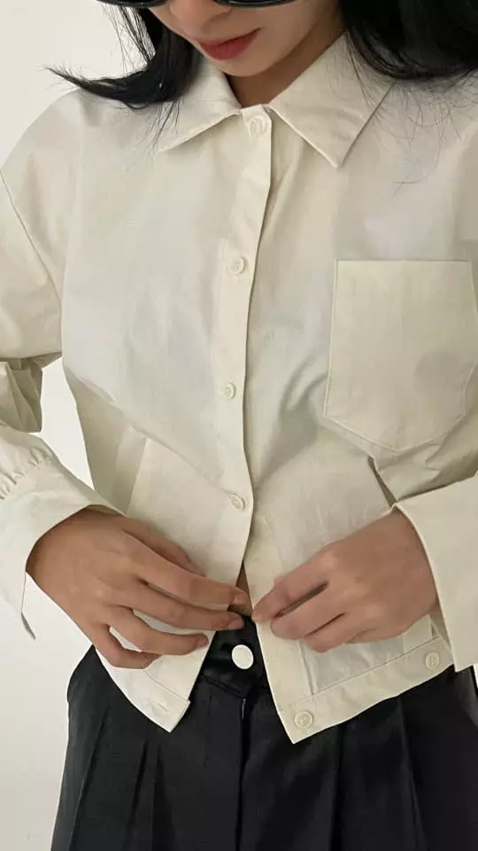 Atpz - Korean Women Fashion - #momslook - 2 Way Crop Shirt - 4