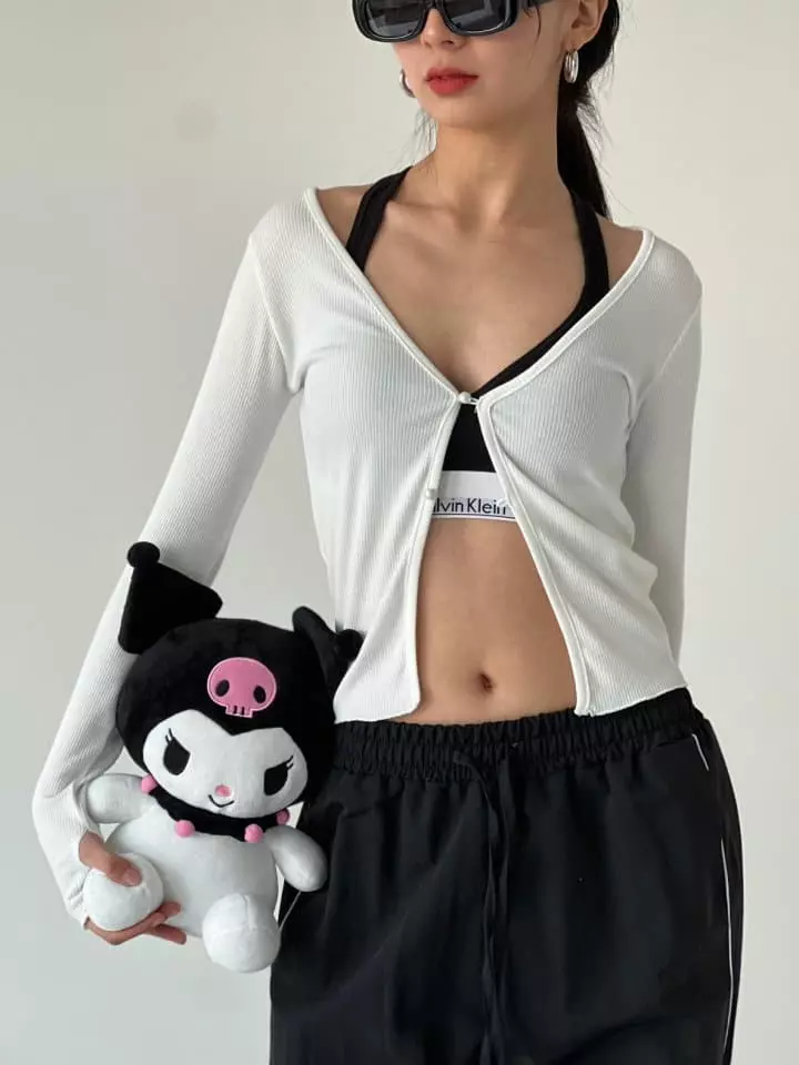 Atpz - Korean Women Fashion - #womensfashion - Pearl Button Cardigan Top - 7