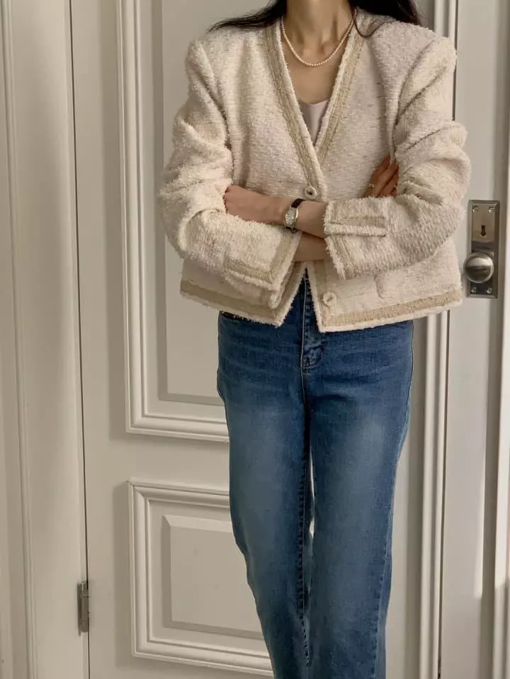 Atthismoment - Korean Women Fashion - #momslook - Coin Twid Jacket - 6