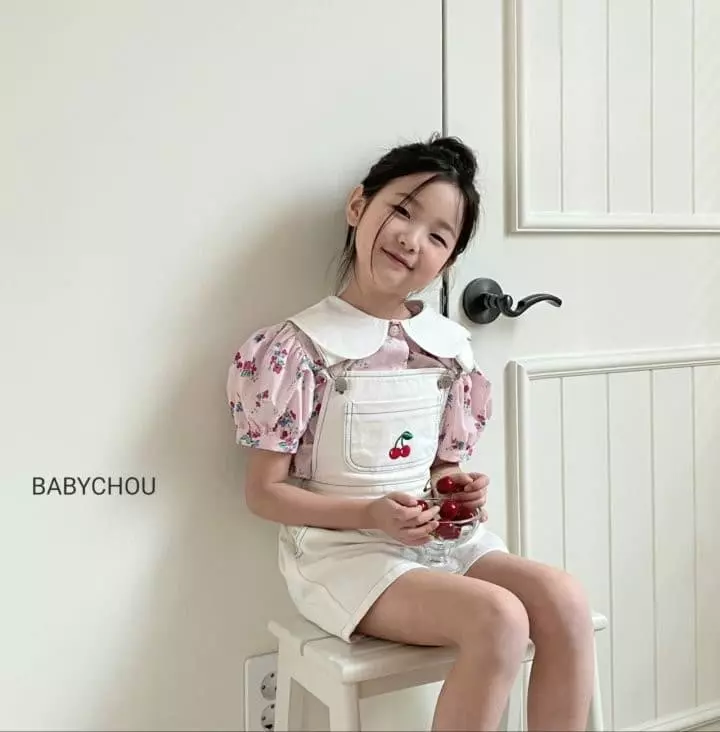 Babychou - Korean Children Fashion - #minifashionista - Cherry Dungarees Pants - 2