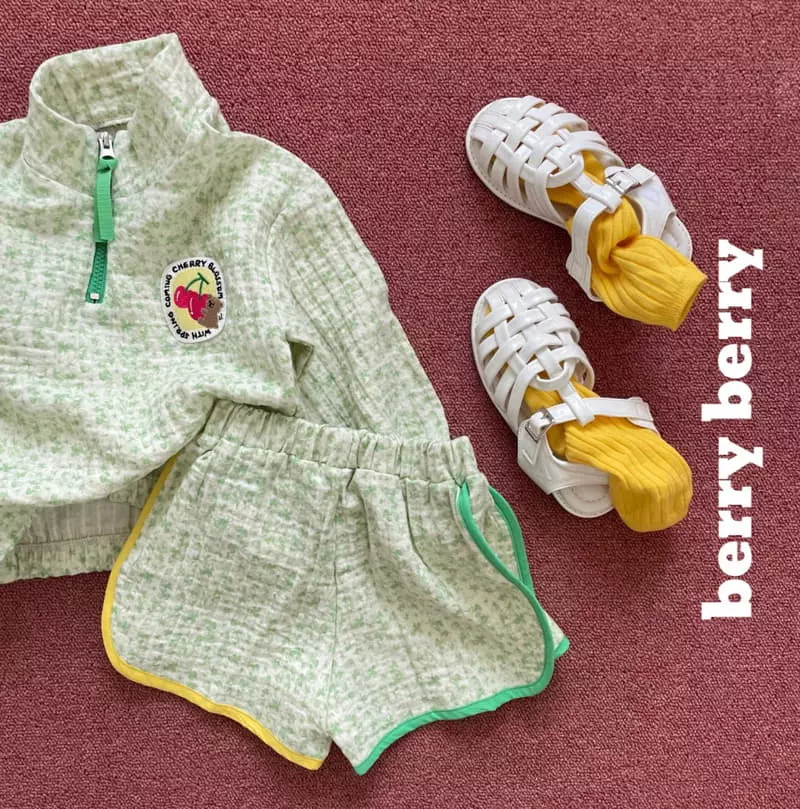 Berry Berry - Korean Children Fashion - #kidsshorts - Cherry Top Bottom Set - 2