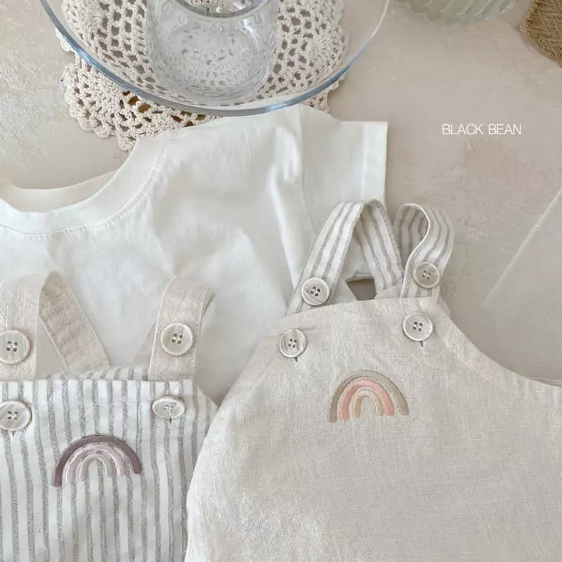 Black Bean - Korean Baby Fashion - #babyfever - Bebe Morning Dungarees Set - 12