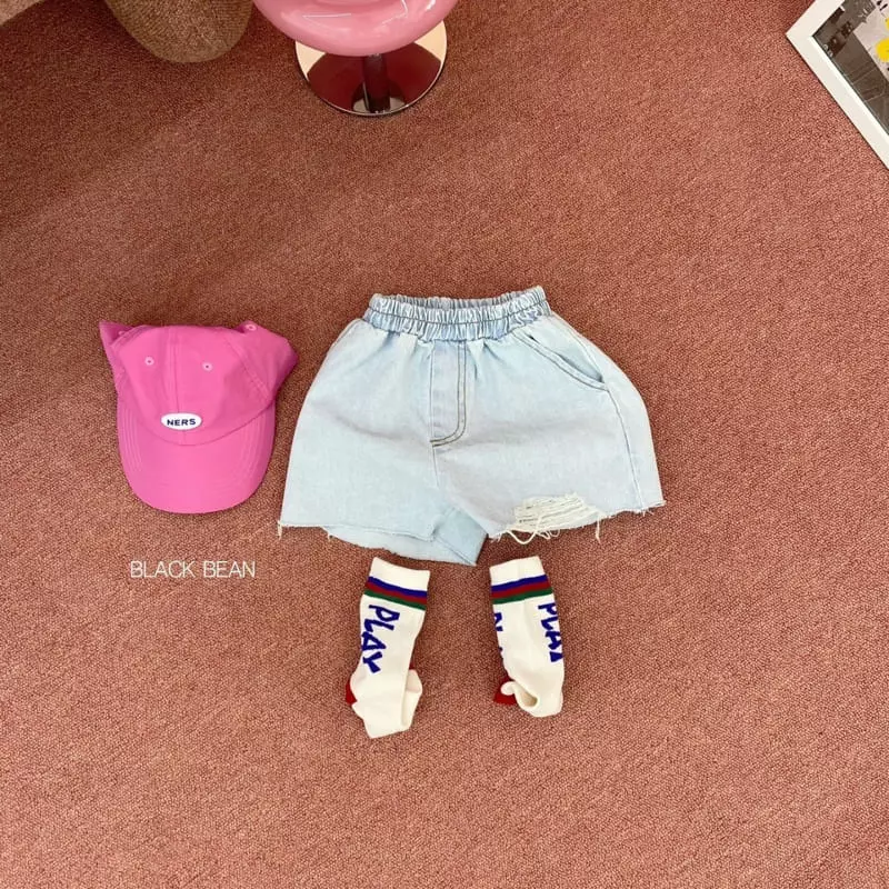 Black Bean - Korean Children Fashion - #prettylittlegirls - 616 Vintagre Denim Shorts - 6