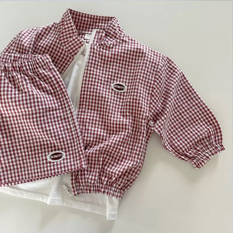Bonito - Korean Baby Fashion - #babyboutiqueclothing - Wapen Check Zip-up Top Bottom Set - 4