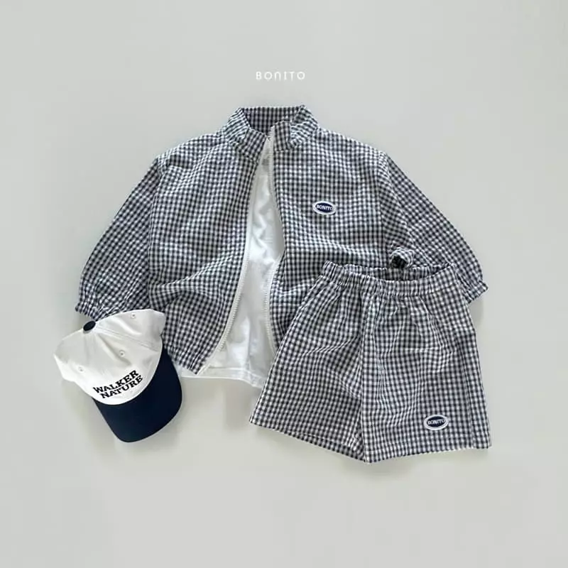 Bonito - Korean Baby Fashion - #babyfashion - Wapen Check Zip-up Top Bottom Set - 5