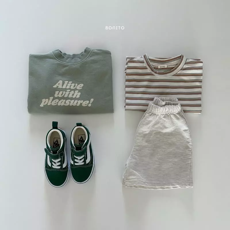 Bonito - Korean Baby Fashion - #babygirlfashion - Alive Sweatshirt Short Sleeves Tee Bottom Set - 8
