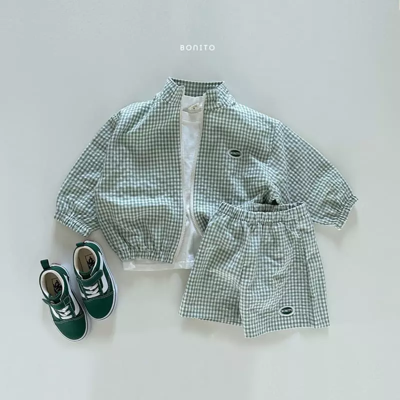 Bonito - Korean Baby Fashion - #babylifestyle - Wapen Check Zip-up Top Bottom Set - 8