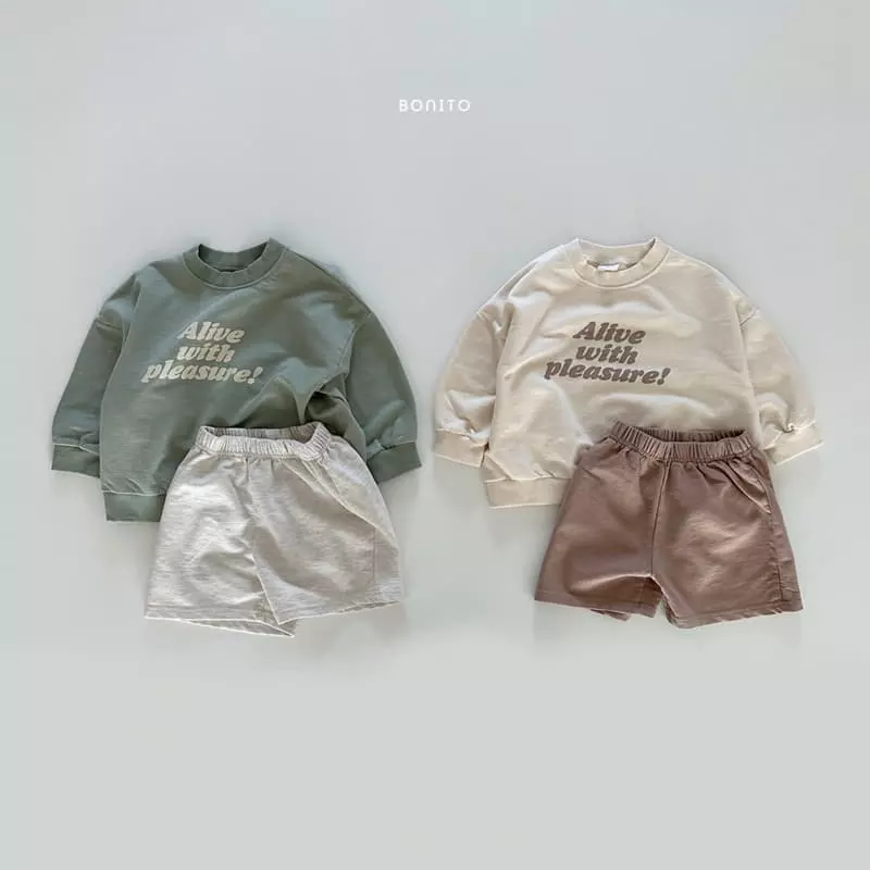 Bonito - Korean Baby Fashion - #smilingbaby - Alive Sweatshirt Short Sleeves Tee Bottom Set - 2