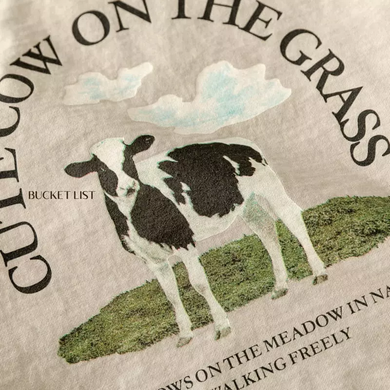 Bucket List - Korean Children Fashion - #Kfashion4kids - Cow Pigment Short Sleeves Tee - 7