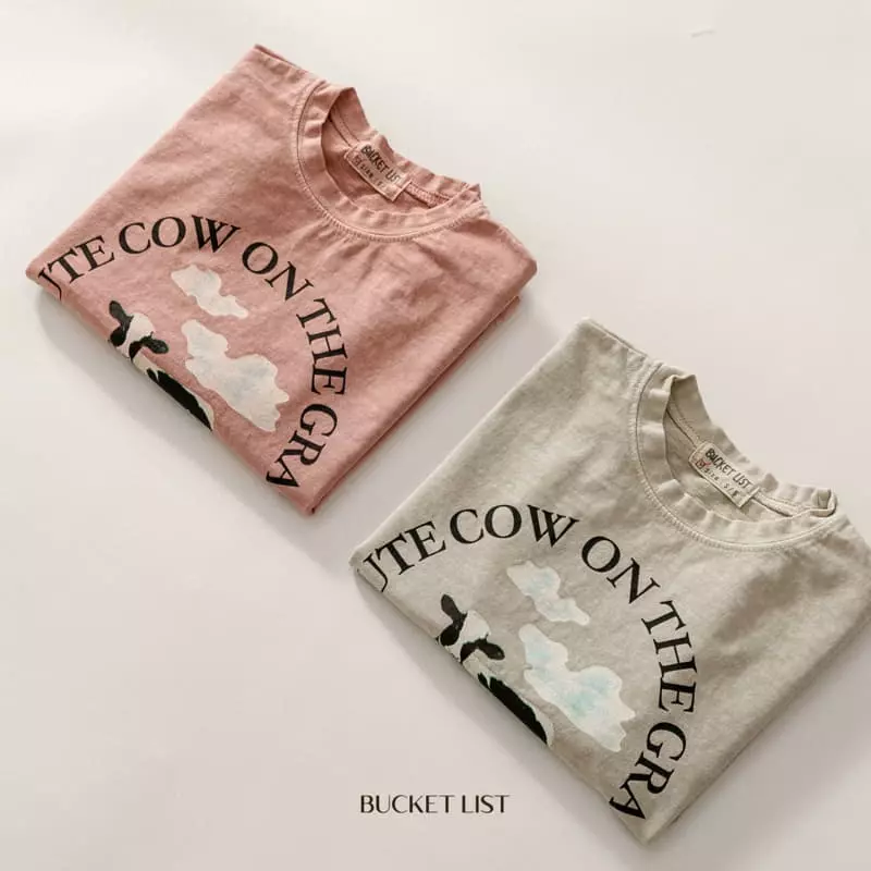 Bucket List - Korean Children Fashion - #childofig - Cow Pigment Short Sleeves Tee - 12