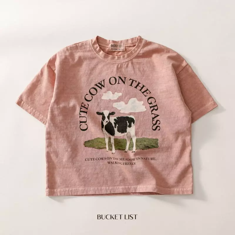 Bucket List - Korean Children Fashion - #discoveringself - Cow Pigment Short Sleeves Tee - 2